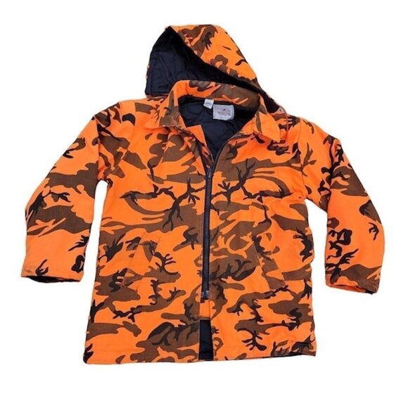 Vintage 80s Orange Camo Coat